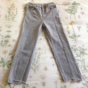 High Waisted Raw Hem Grey ASOS Jeans